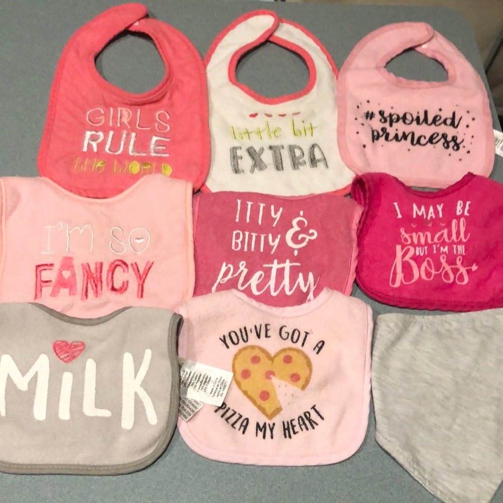 **5 for $16 Deal**Baby Girl Bibs lot of 9